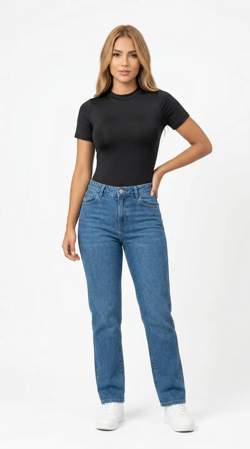 Body negro manga corta ANNALU para mujer