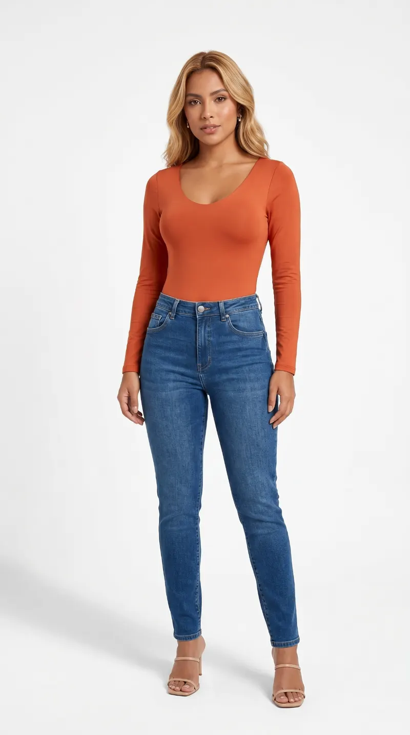 Body naranja escote redondo ANNALU para mujer